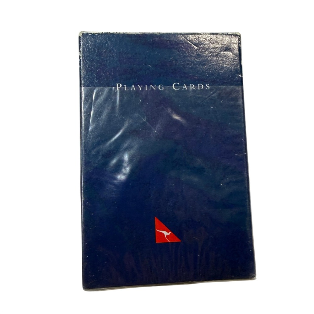 Vintage Qantas Airways Playing Cards Sealed Navy Blue Kangaroo Logo Airline Deck